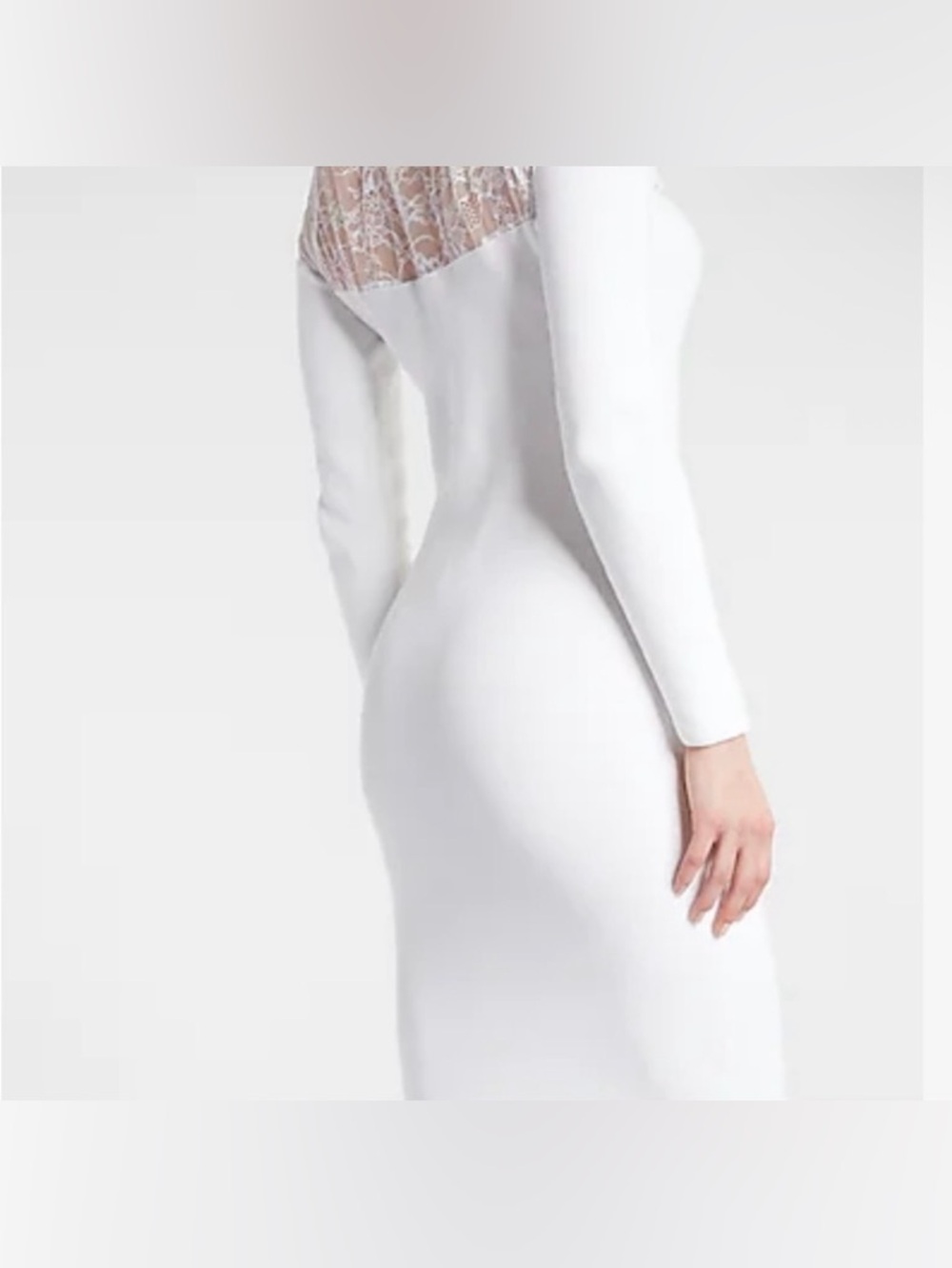 Express White Long Sleeve Lace-Back Bodycon Sweater Dress